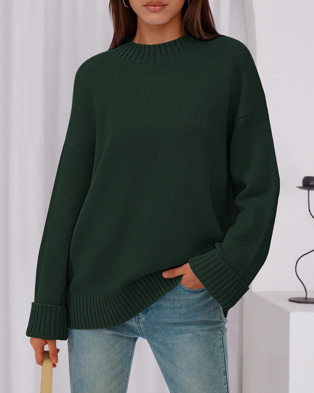 BTFBM Sweaters for Women Casual Crewneck Long Sleeve Loose Ribbed Knit Pullover Sweater Winter Clothes Fall Outfits