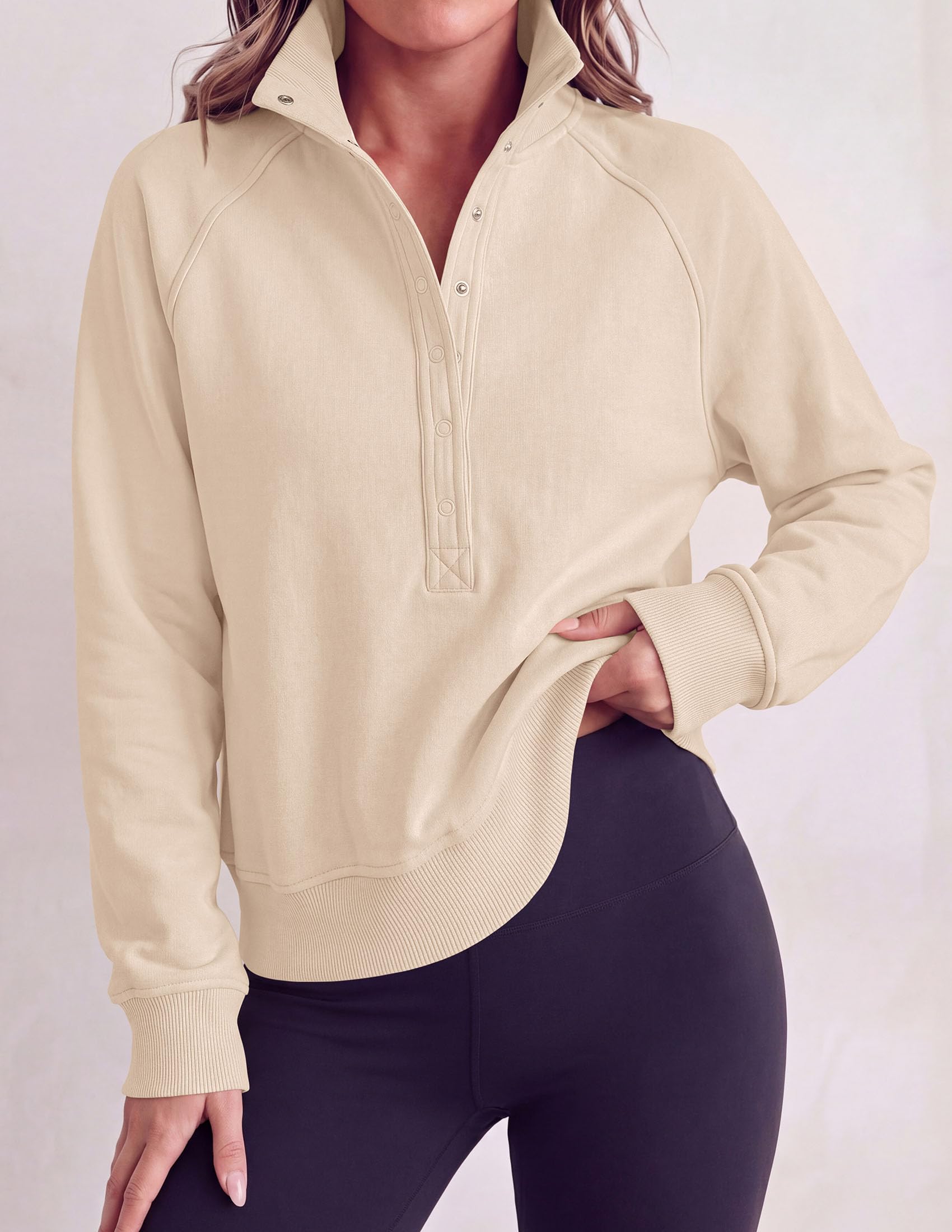 PRETTYGARDEN Women's Fall Trendy Oversized Sweatshirts Comfy Ribbed Fabric, Raglan Long Sleeve Collared, Button Up Henley Pullover Blouse, Casual Workout Tops, Y2K Fashion Clothing