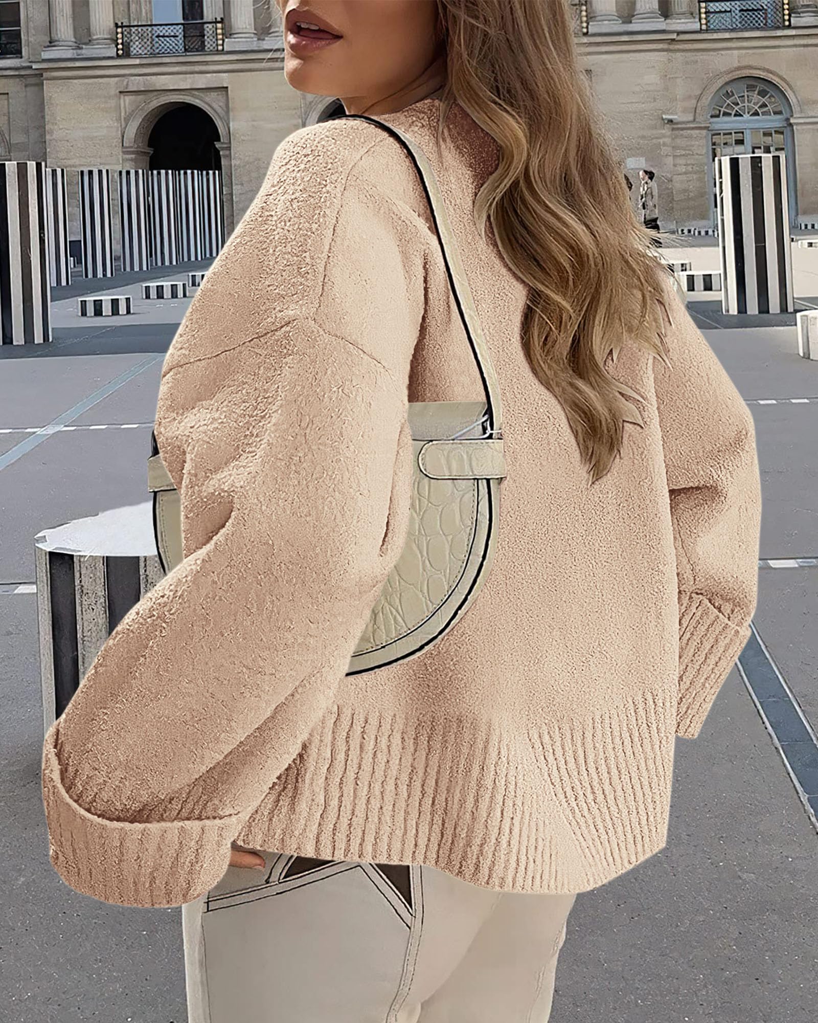 PRETTYGARDEN Women's Fall Oversized Sweaters Casual Crewneck Pullover Long Sleeve Fuzzy Chunky Knit Tops Blouse