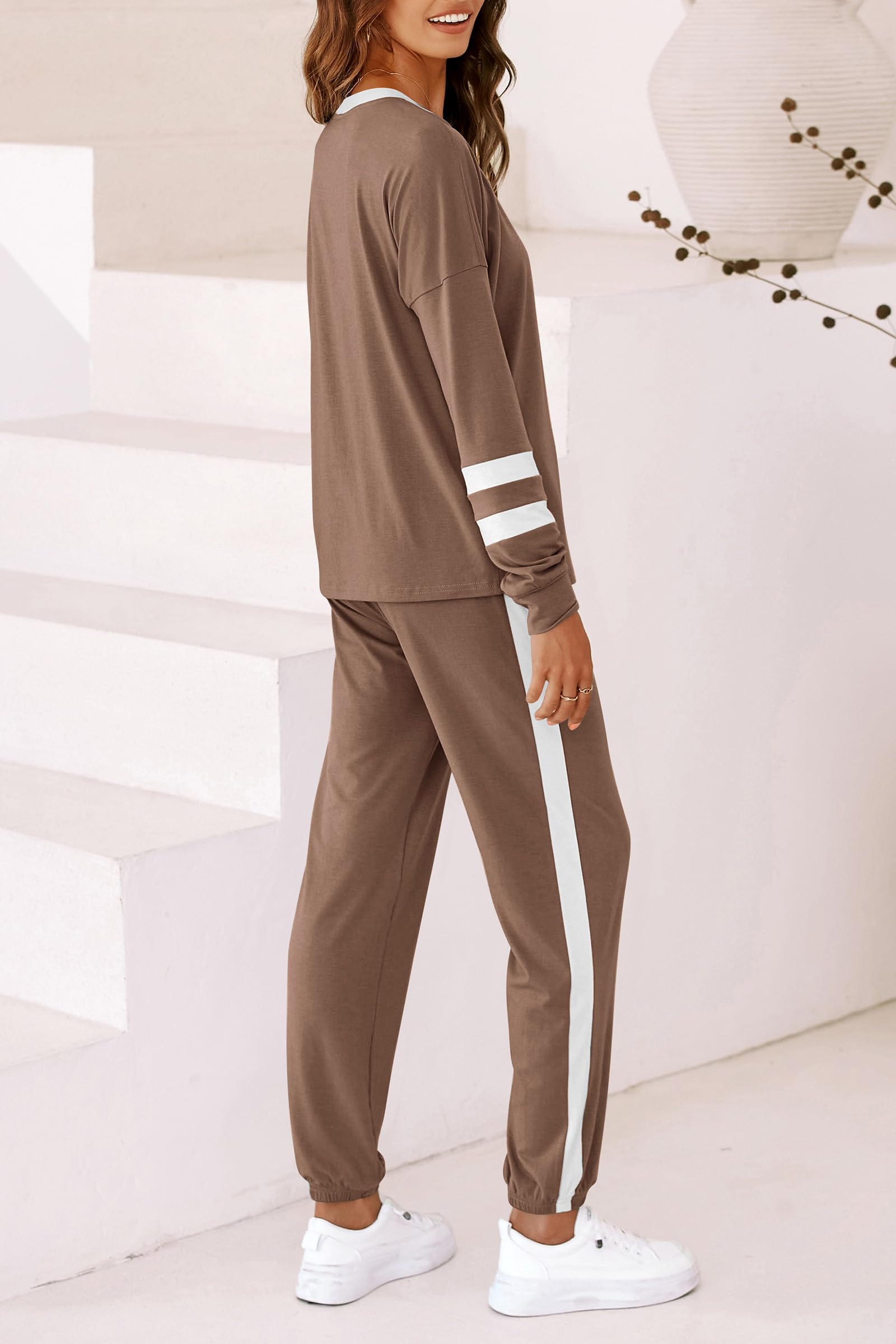 PRETTYGARDEN Women Fall 2 Piece Lounge Outfit Long Sleeve Tops High Waisted Jogger Pants Set Spring Travel Clothes Tracksuit