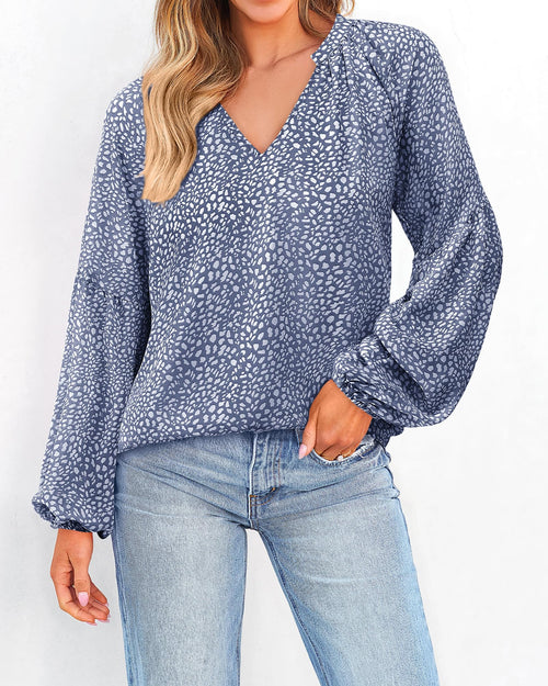 BTFBM Blouses for Women Dressy Casual Floral Summer Boho Tops V Neck Lightweight Long Sleeve Shirts Spring Clothes