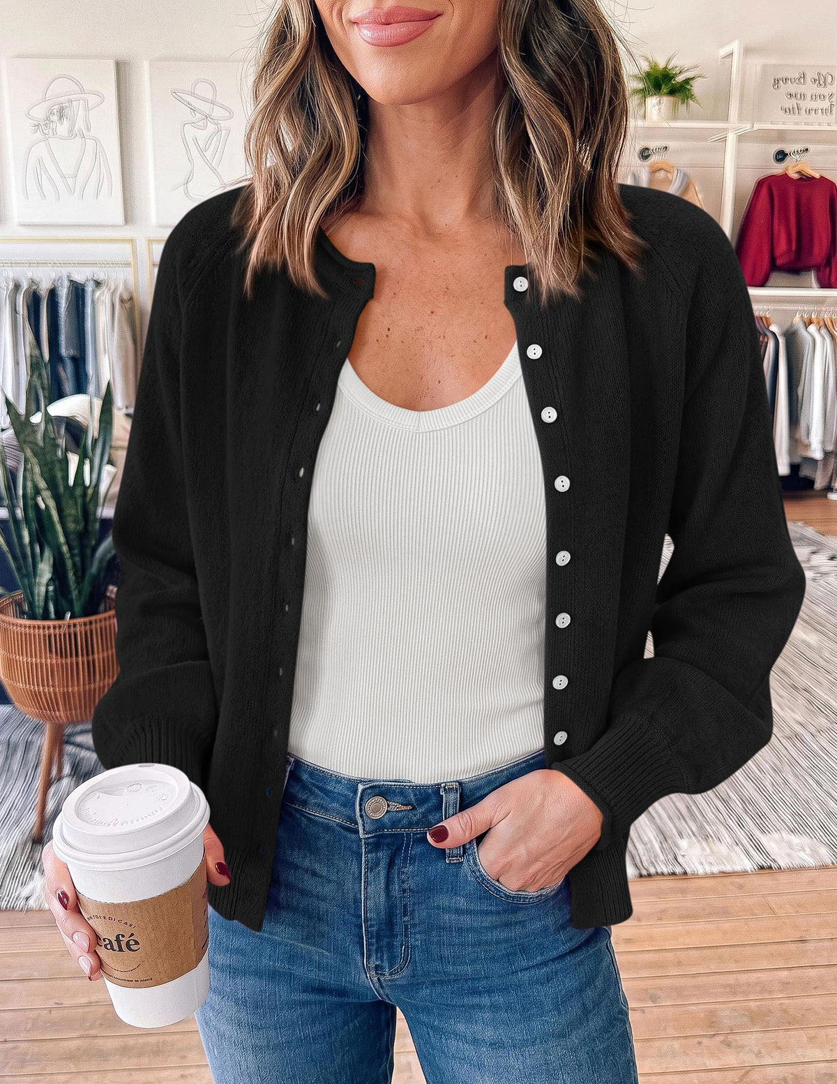 PRETTYGARDEN Women's Knit Cardigan Lightweight Cozy Sweaters Comfy Long Sleeve Work Tops, Button Down Shirts, Rolled Edges, Casual Fall Clothes for Going Out, Holiday, Winter Layering