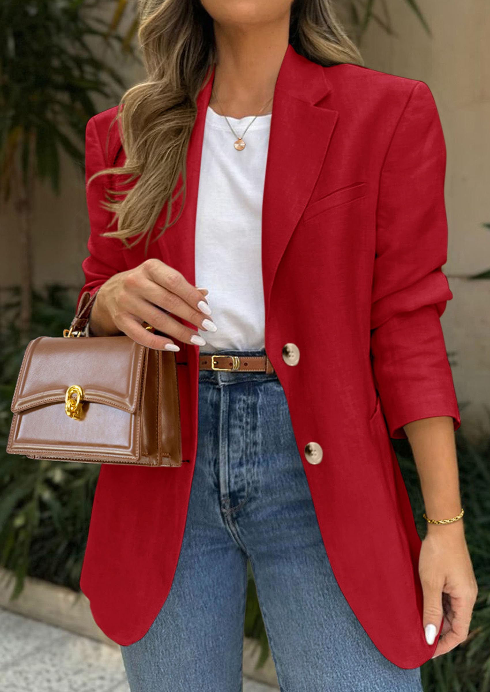 PRETTYGARDEN Blazers for Women Business Casual Long Sleeve Lapel Open Front Suit Jacket Work Blazer with Pockets