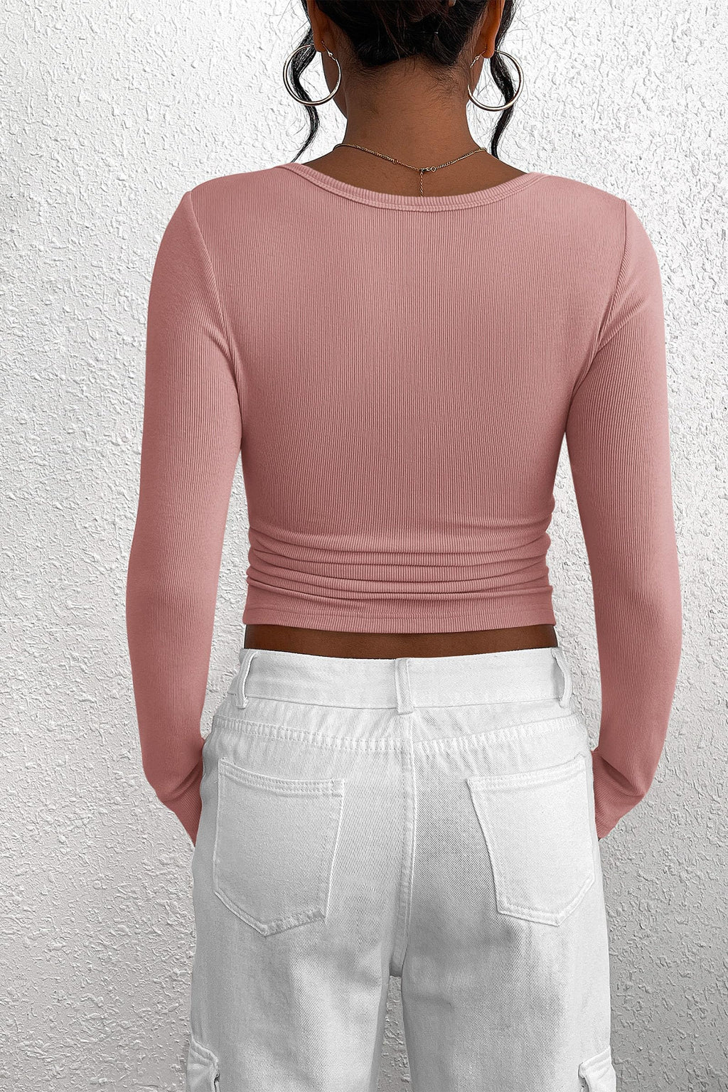 PRETTYGARDEN Women's Fall Long Sleeve Henley T Shirts Button Ribbed Knit Slim Fit Basic Tops Blouse Casual Outfits