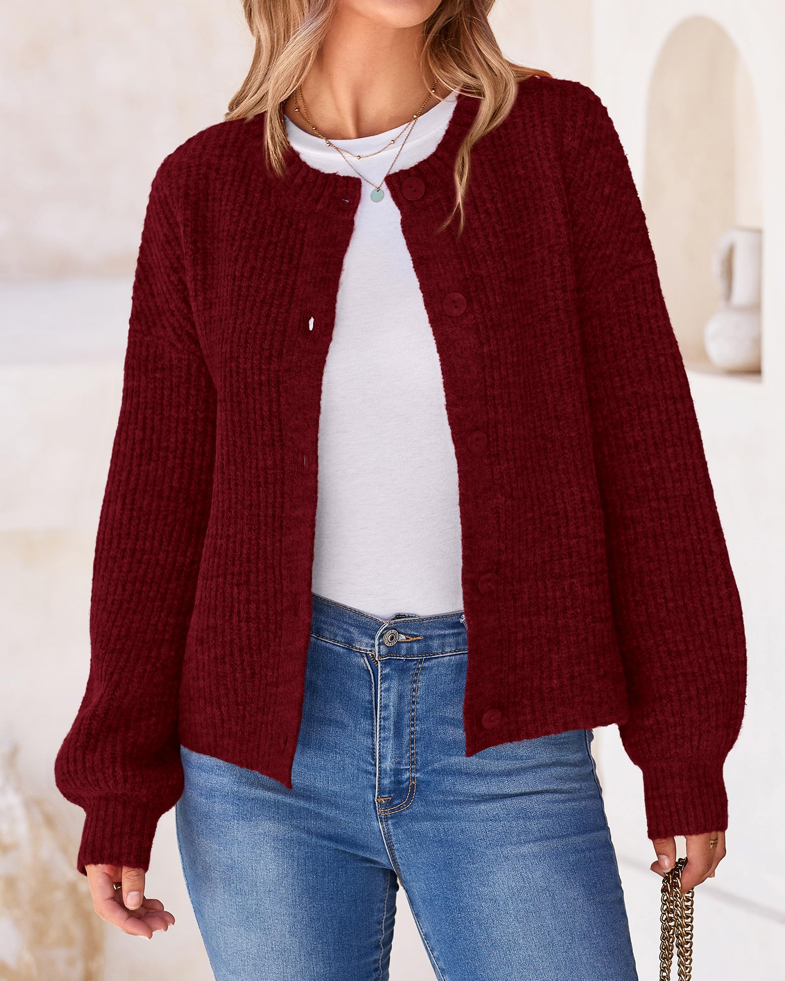 BTFBM Cardigan Sweaters for Women Fall Long Sleeve Button Down Soft Loose Chunky Knit Outwear Cropped Winter Coats