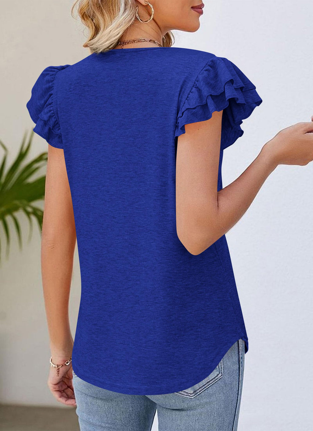 PRETTYGARDEN Summer Tops for Women Spring Trendy Fashion Clothes Casual Ruffle V Neck Short Sleeve Shirts Blouses