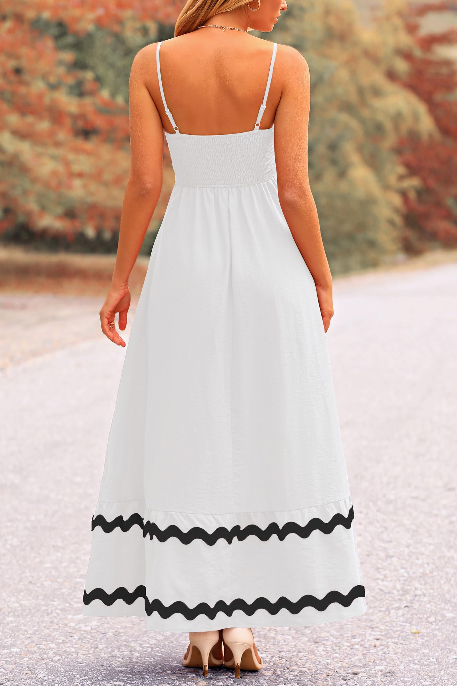 PRETTYGARDEN Women's Summer Flowy Maxi Dress Casual Sleeveless Spaghetti Strap Ruffle Beach Long Dresses