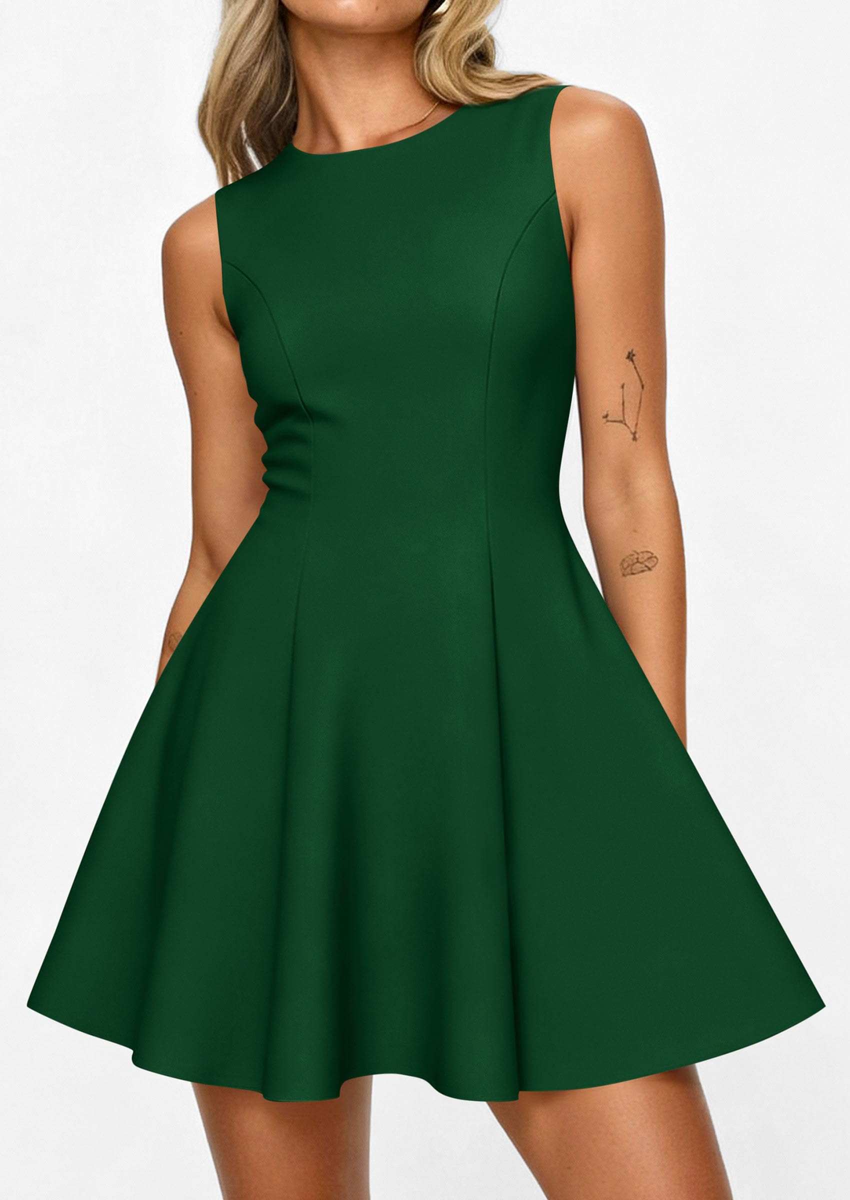 PRETTYGARDEN Cocktail Dresses for Women Summer Formal Boat Neck A Line Spring Elegant Graduation Party Mini Dress