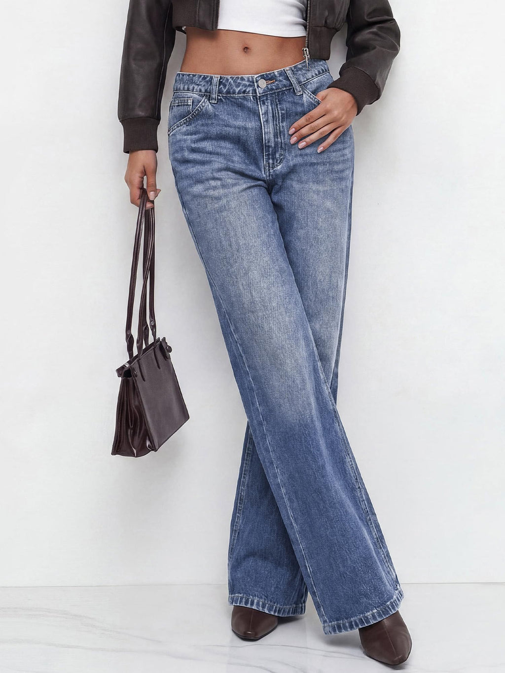 BTFBM Women Casual Straight Leg Jeans Trendy High Waisted, Pockets, Long Denim Pants, Slacks, Bottoms, Vacation Outfits, Travel Airport, Fashion Clothes, Fall Winter