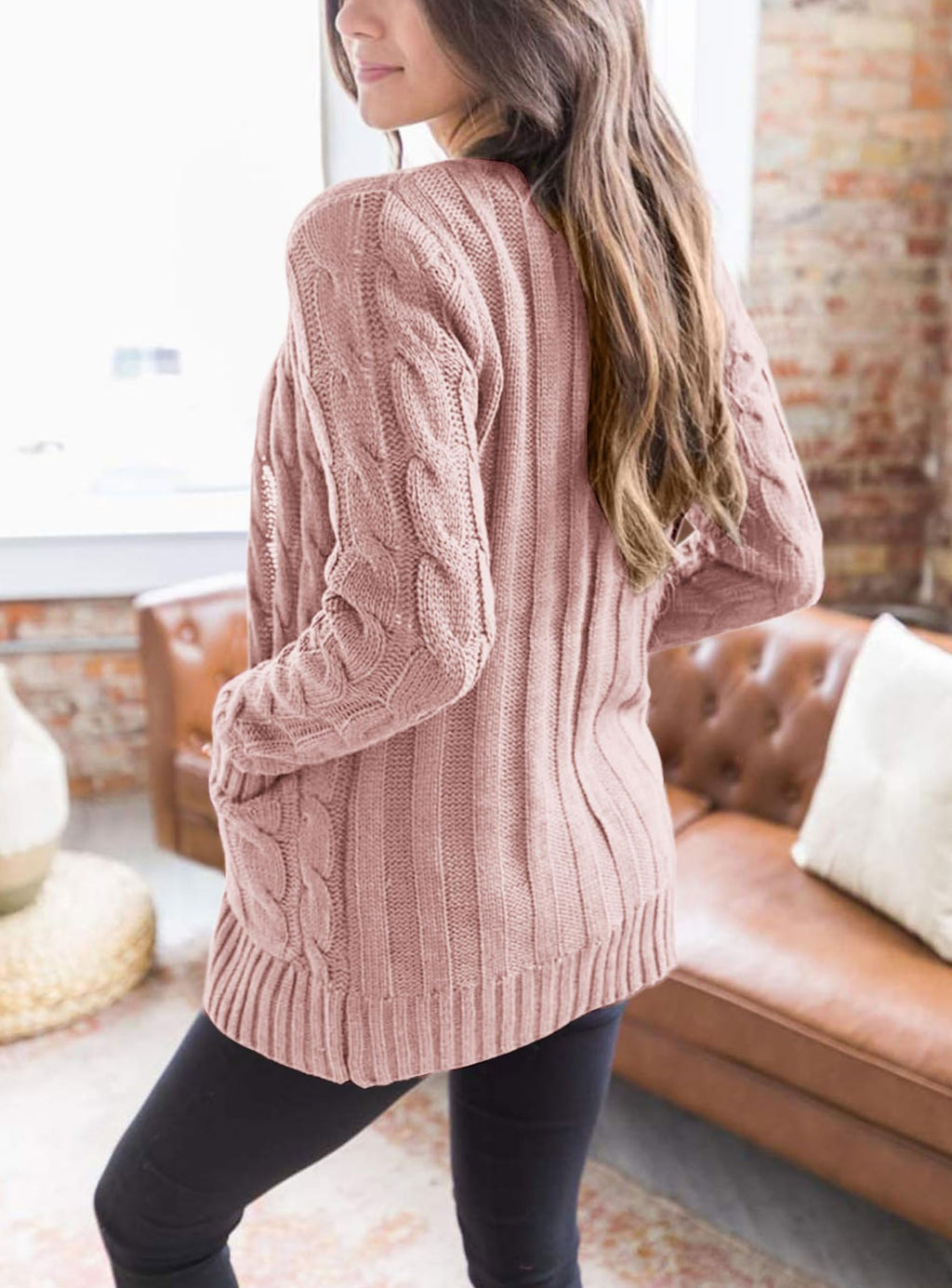 PRETTYGARDEN Women's Open Front Cardigan Sweaters Fall Fashion Button Down Cable Knit Chunky Winter Clothing Outerwear Coats