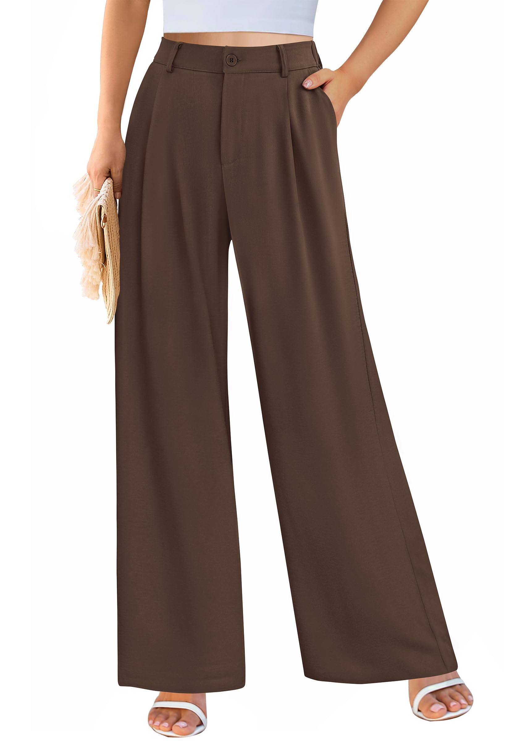 PRETTYGARDEN Wide Leg Pants for Women Trendy Fall High Waisted Business Casual Outfits Work Pant Trousers