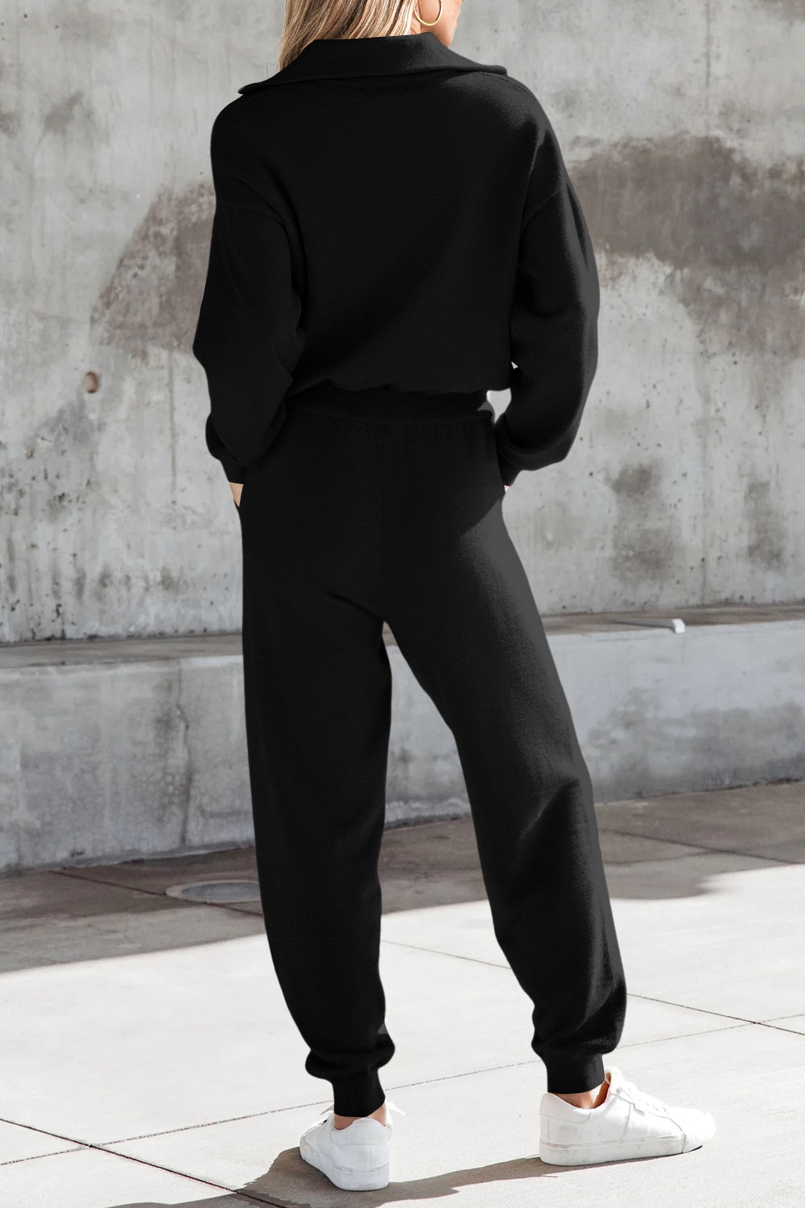 PRETTYGARDEN Women's 2 Piece Sweater Set Pullover Zip Up Sweatshirt Jogger Sweatpants Tracksuit Casual Outfit