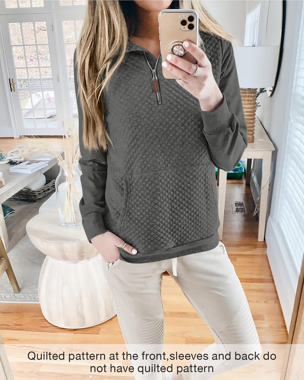 BTFBM Women Fashion Quilted Pattern Lightweight Zipper Long Sleeve Plain Casual Ladies Sweatshirts Pullovers Shirts Tops