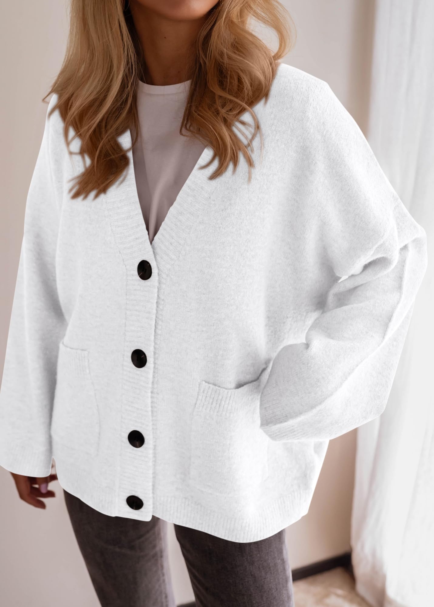 BTFBM Oversized Cardigan Sweaters for Women Trendy Fall Fashion Button Down Long Sleeve Chunky Knit Cardigans
