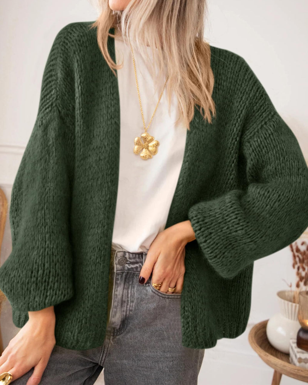 BTFBM Cardigan Sweaters for Women Fall Fashion Clothes | No Button No Pocket Design, Chunky Knit Open Front Cardigans, Ribbed Cuff Long Sleeve Sweater, Loose Winter Coat Clothing