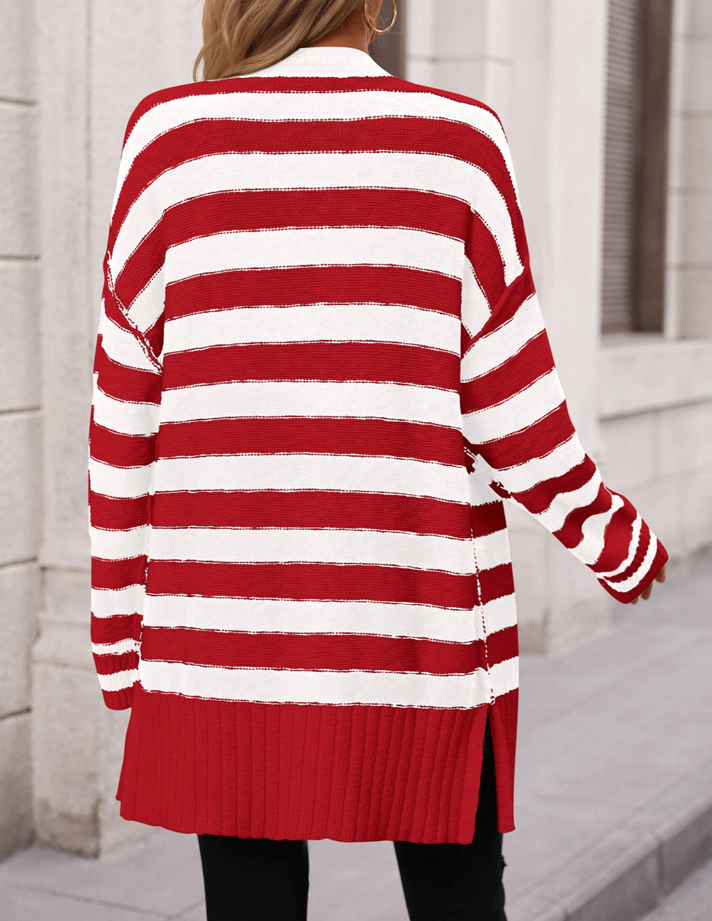 PRETTYGARDEN Women's Winter Striped Cardigan Sweaters Long Sleeve Button Down Open Front Chunky Knit Oversized Sweater Coat