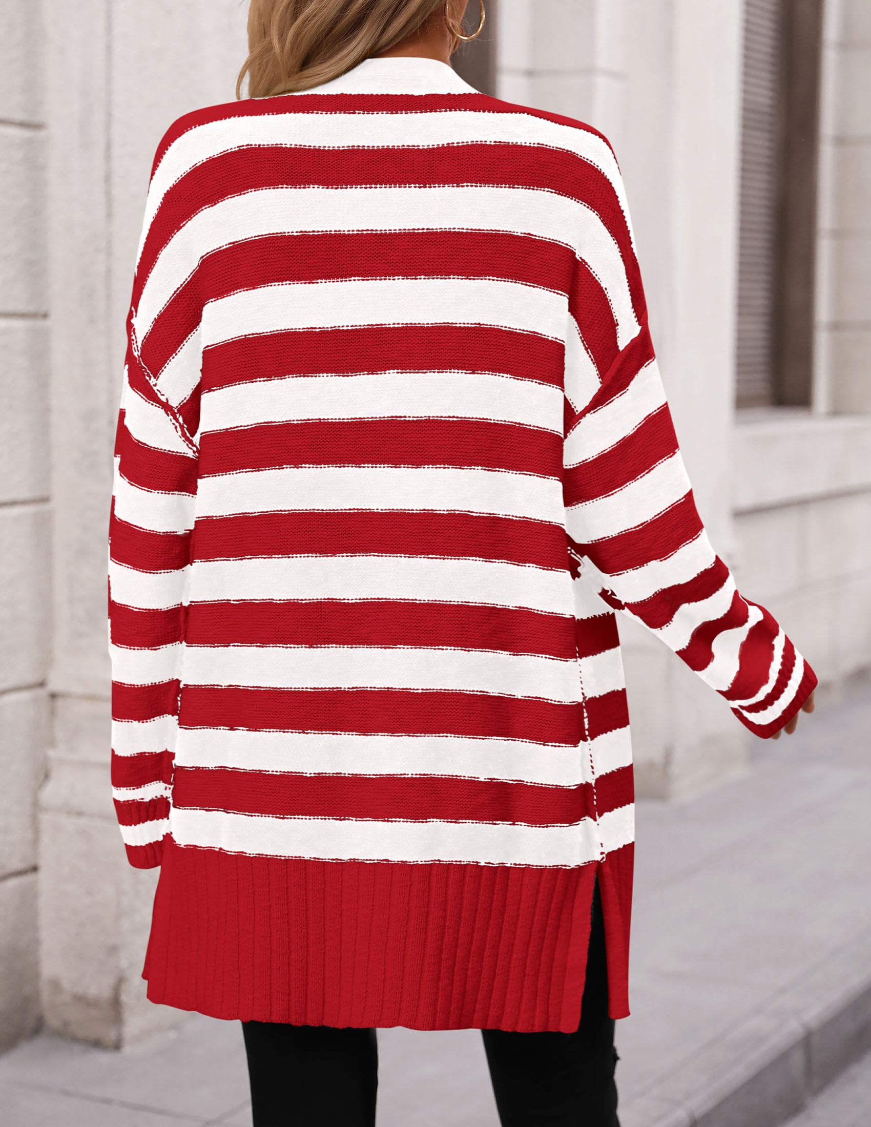 PRETTYGARDEN Women's Winter Striped Cardigan Sweaters Long Sleeve Button Down Open Front Chunky Knit Oversized Sweater Coat