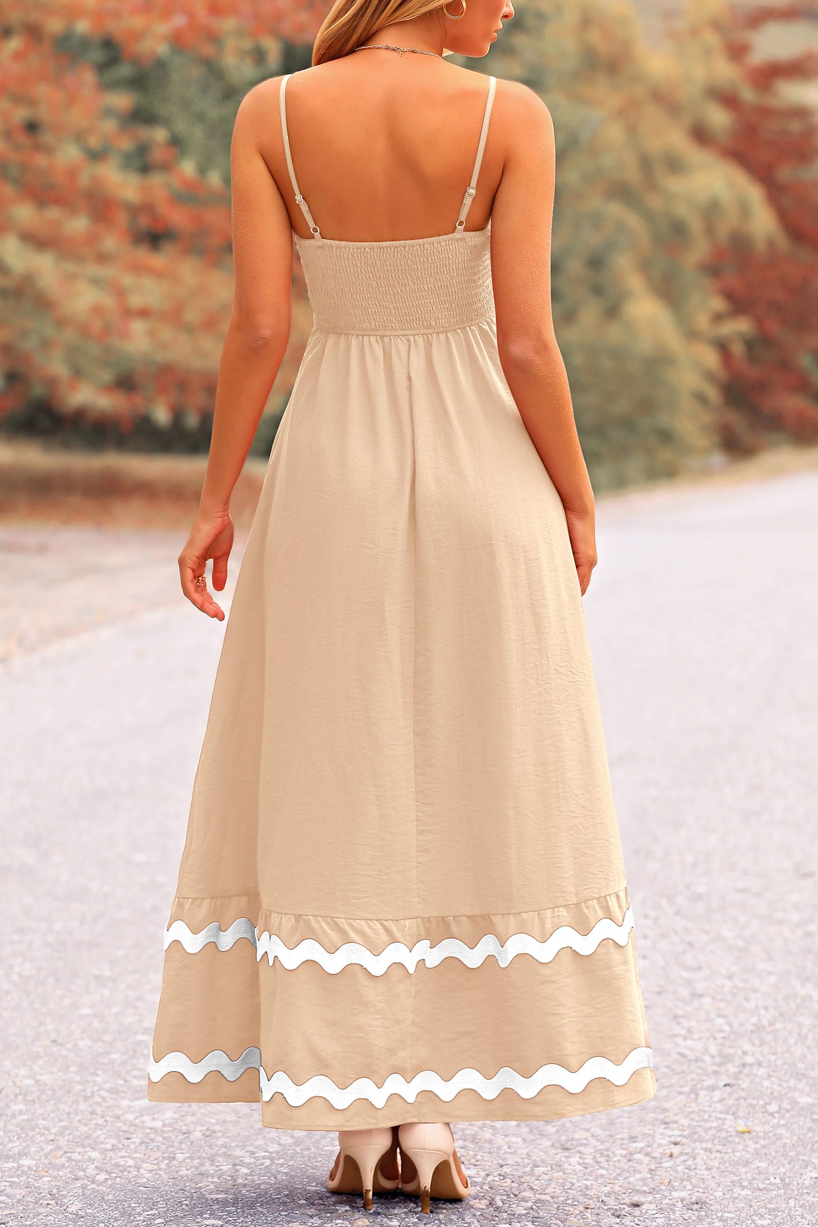 PRETTYGARDEN Women's Summer Flowy Maxi Dress Casual Sleeveless Spaghetti Strap Ruffle Beach Long Dresses