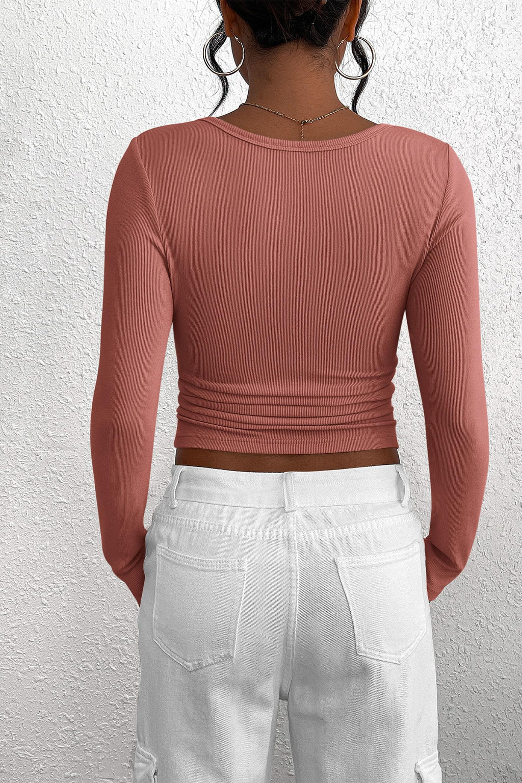 PRETTYGARDEN Women's Fall Long Sleeve Henley T Shirts Button Ribbed Knit Slim Fit Basic Tops Blouse Casual Outfits