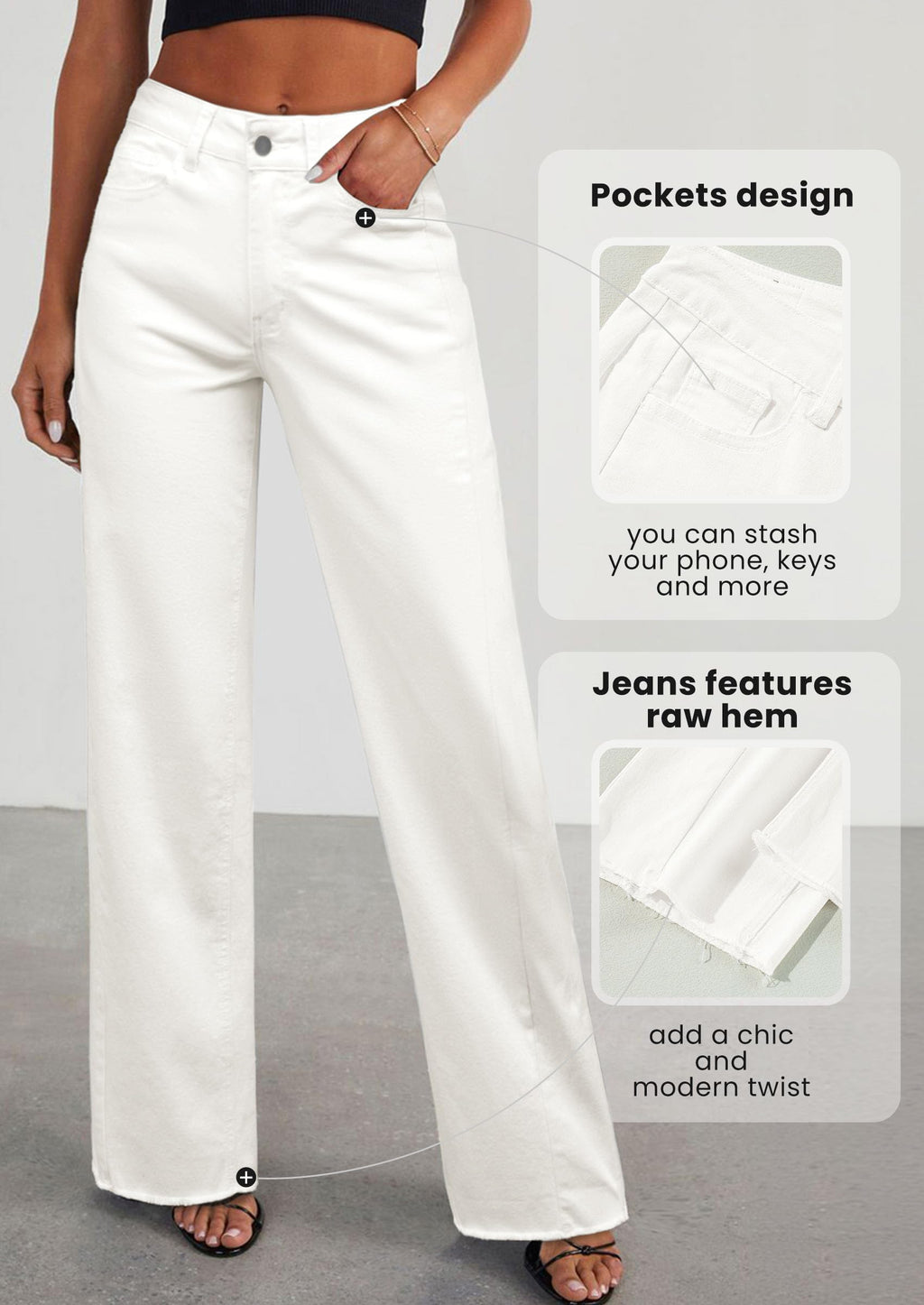 PRETTYGARDEN Wide Leg Jeans for Women Trendy High Waisted Stretchy Baggy Raw Hem Denim Palazzo Pants Fall Clothes