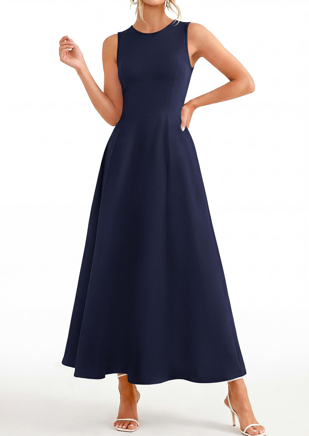 PRETTYGARDEN Women's Maxi Dress Summer Wedding Guest Spring A Line Long Tank Flowy Modest Sleeveless Cocktail Dresses