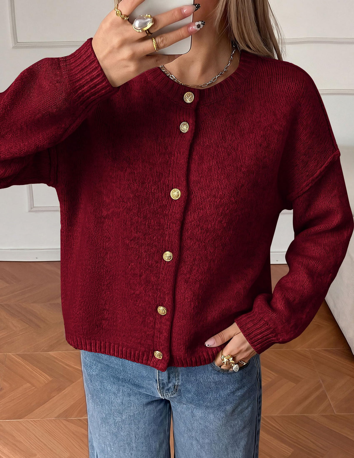 PRETTYGARDEN Women's Button up Chunky Knit Cardigan Sweaters Crew Neck, Long Sleeve, Oversized Sweaters, Relaxed Fit, Soft Cozy Casual Outerwear, Fall Outfits, Winter Fashion Clothing
