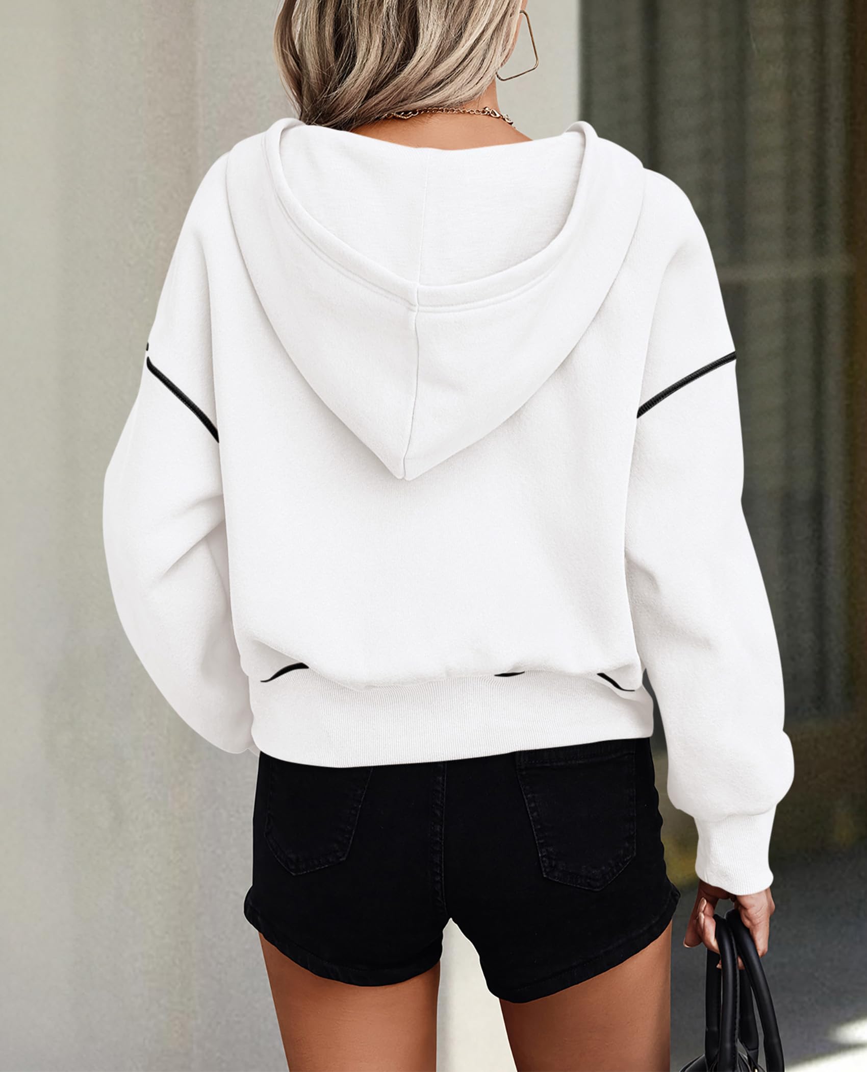 PRETTYGARDEN Women's  Fall Hooded Sweatshirts Long Sleeve Half Zip Cropped Hoodies Pullover Winter Fashion Clothes