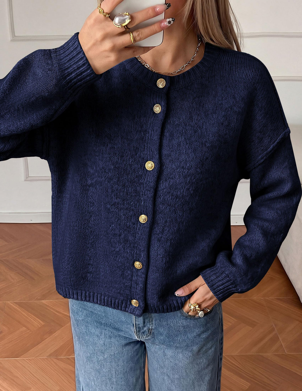 PRETTYGARDEN Women's Button up Chunky Knit Cardigan Sweaters Crew Neck, Long Sleeve, Oversized Sweaters, Relaxed Fit, Soft Cozy Casual Outerwear, Fall Outfits, Winter Fashion Clothing