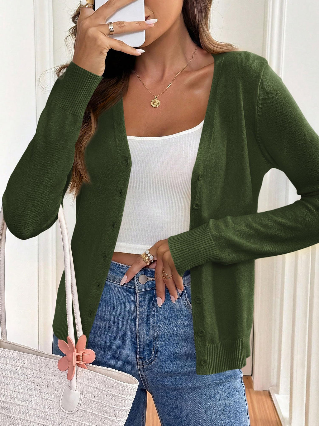 FreshPretty Womens Lightweight Long Sleeve Cardigan Button Up Sweaters,Open Front Casual Cardigans, Soft V Neck Knit Tops, Cute Knitwear Coats,Fall Winter Business Office Vacation Outfits