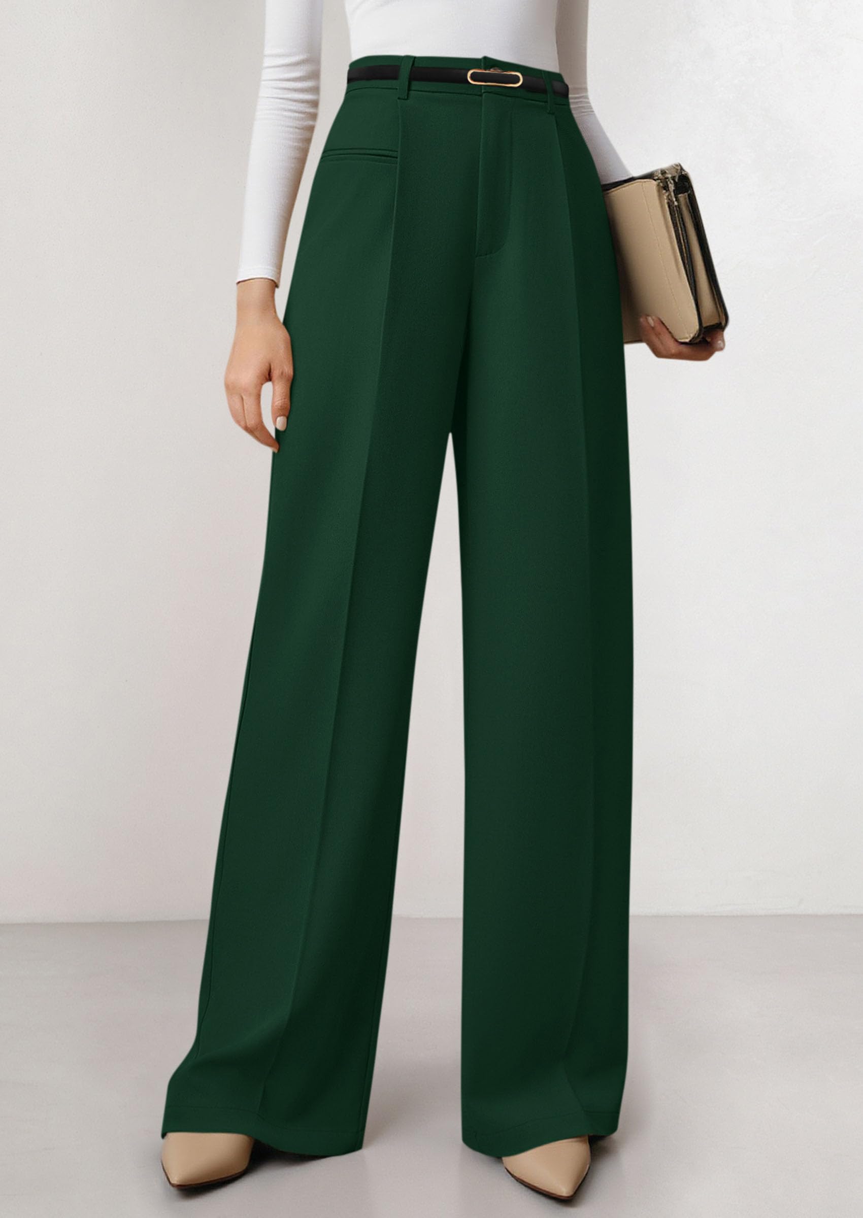 PRETTYGARDEN Womens Wide Leg Dress Pants Business Casual Flowy Work Palazzo Pants High Waisted Slacks Trousers