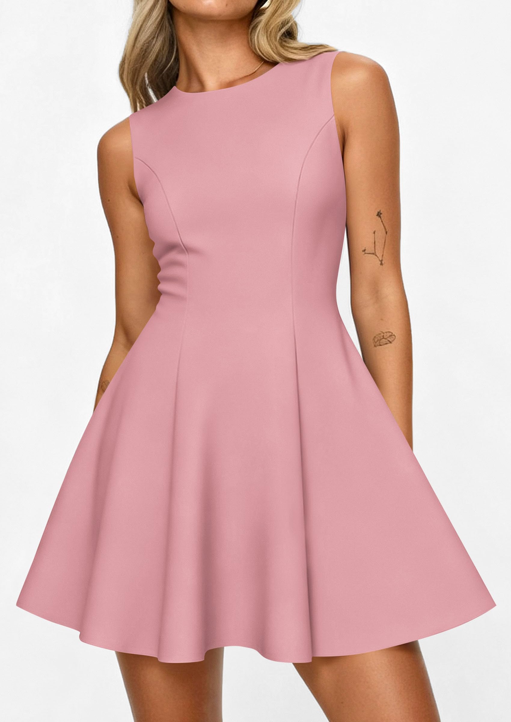 PRETTYGARDEN Cocktail Dresses for Women Summer Formal Boat Neck A Line Spring Elegant Graduation Party Mini Dress