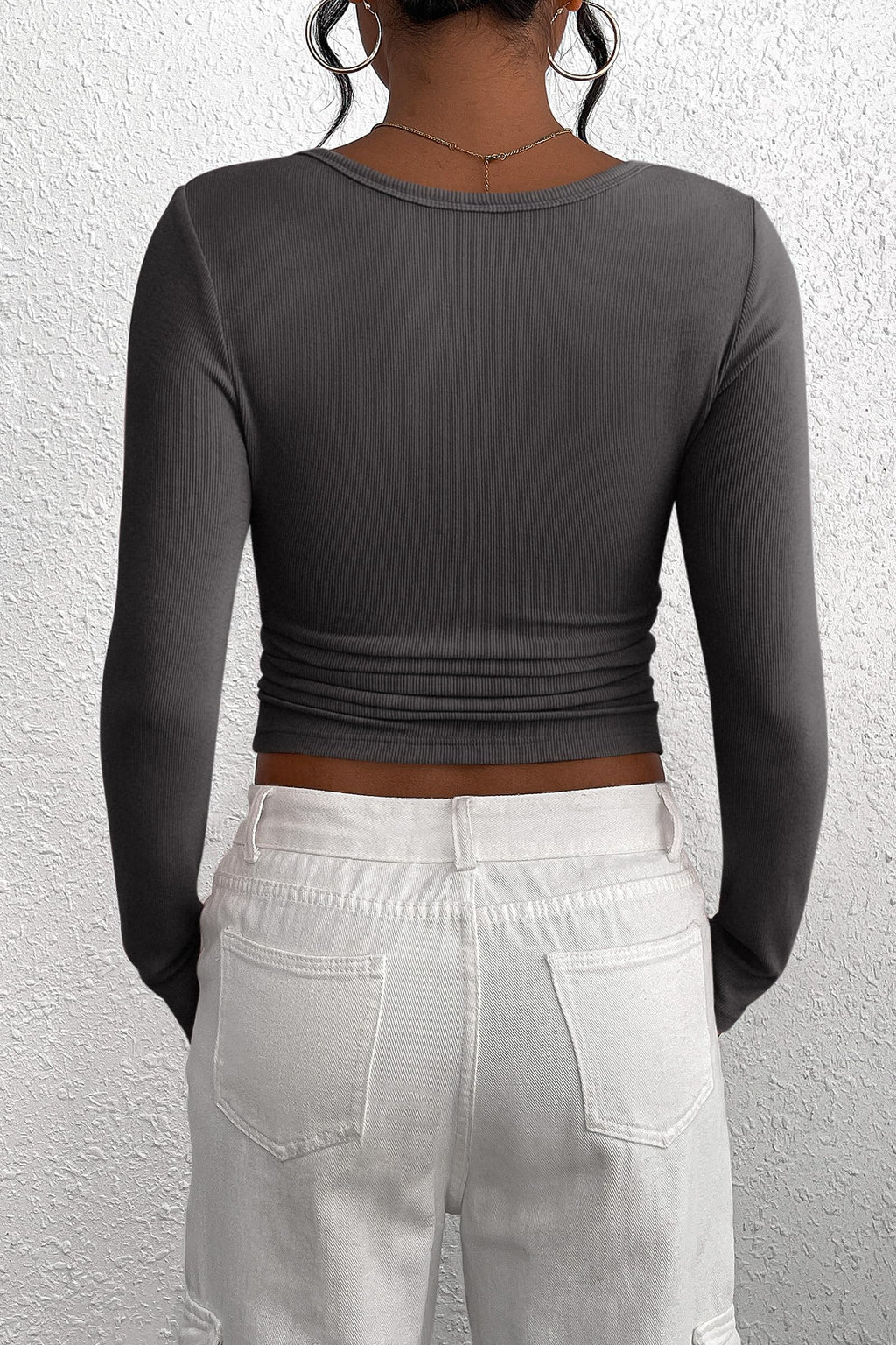 PRETTYGARDEN Women's Fall Long Sleeve Henley T Shirts Button Ribbed Knit Slim Fit Basic Tops Blouse Casual Outfits