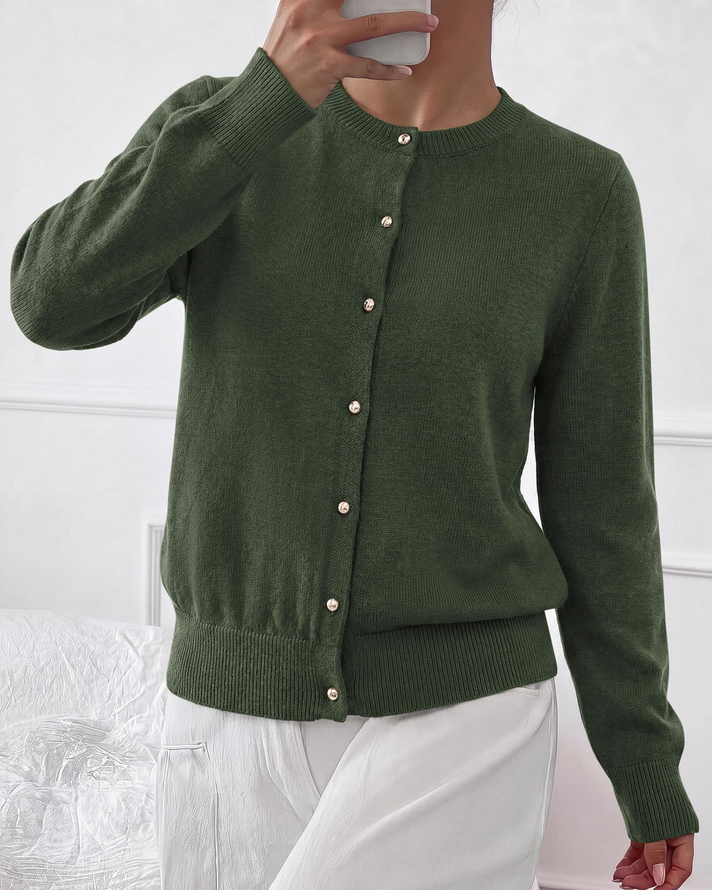 BTFBM Button Cardigan Sweaters for Women Fall Clothes Ribbed Knit Open Front Cardigan, Long Sleeve Sweater, Cozy Soft Stretchy Outerwear, Relaxed Fit, Trendy Winter Outfits