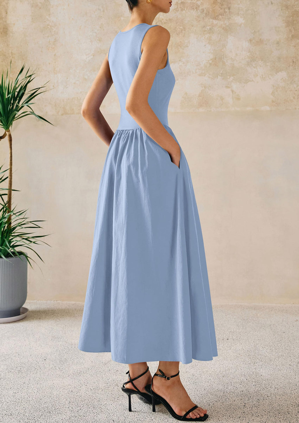PRETTYGARDEN Maxi Dresses for Women Summer Casual Sleeveless Patchwork Flowy Vacation Sundress Knit Long Work Tank Dress