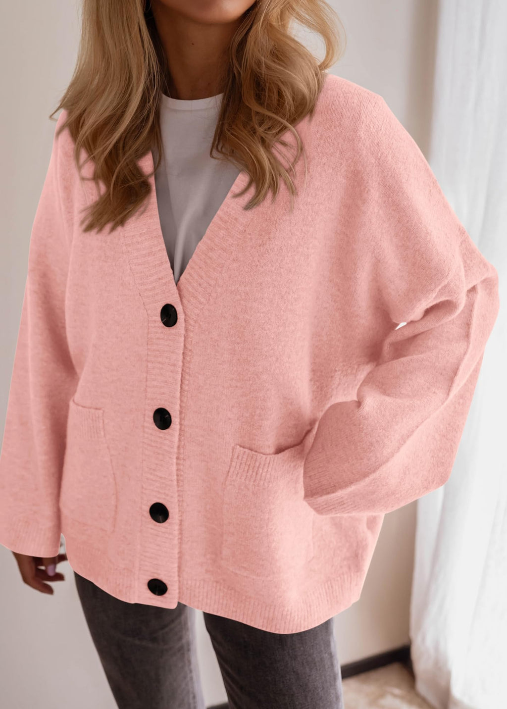BTFBM Oversized Cardigan Sweaters for Women Trendy Fall Fashion Button Down Long Sleeve Chunky Knit Cardigans