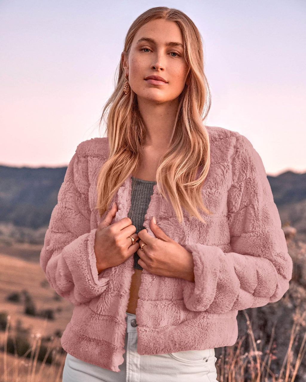 FreshPretty Winter Coats For Women Faux Fur Jacket Soft Long Sleeve Fluffy Open Front Outerwear Fall Outfits