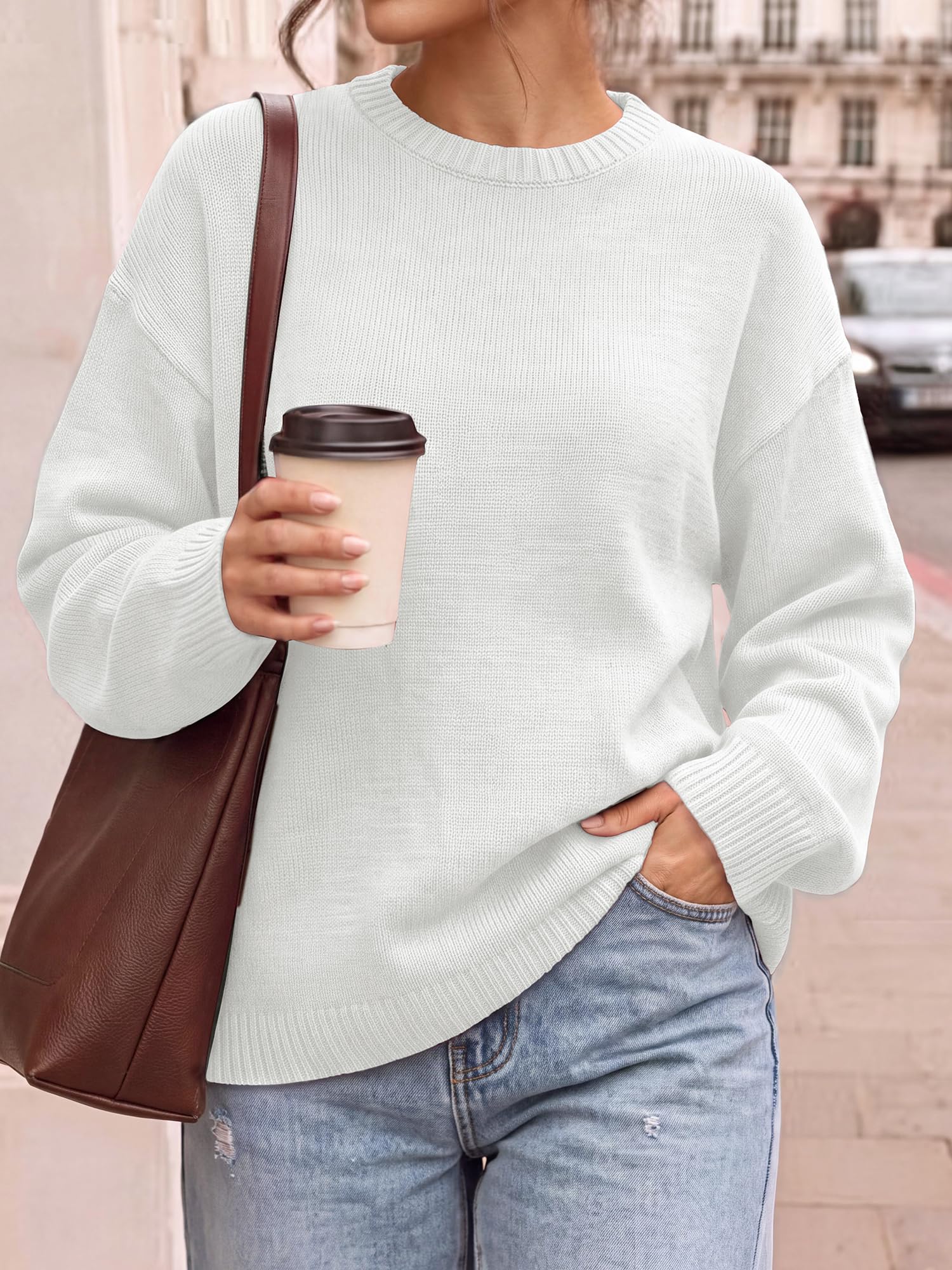 BTFBM Oversized Sweaters for Women Fall Clothes Crewneck Winter Outfits Drop Shoulder Tunics, Long Sleeve Pullover Tops, Loose Fit Tunic Tops, Casual Cozy Fashion Clothing, Going Out Outfits