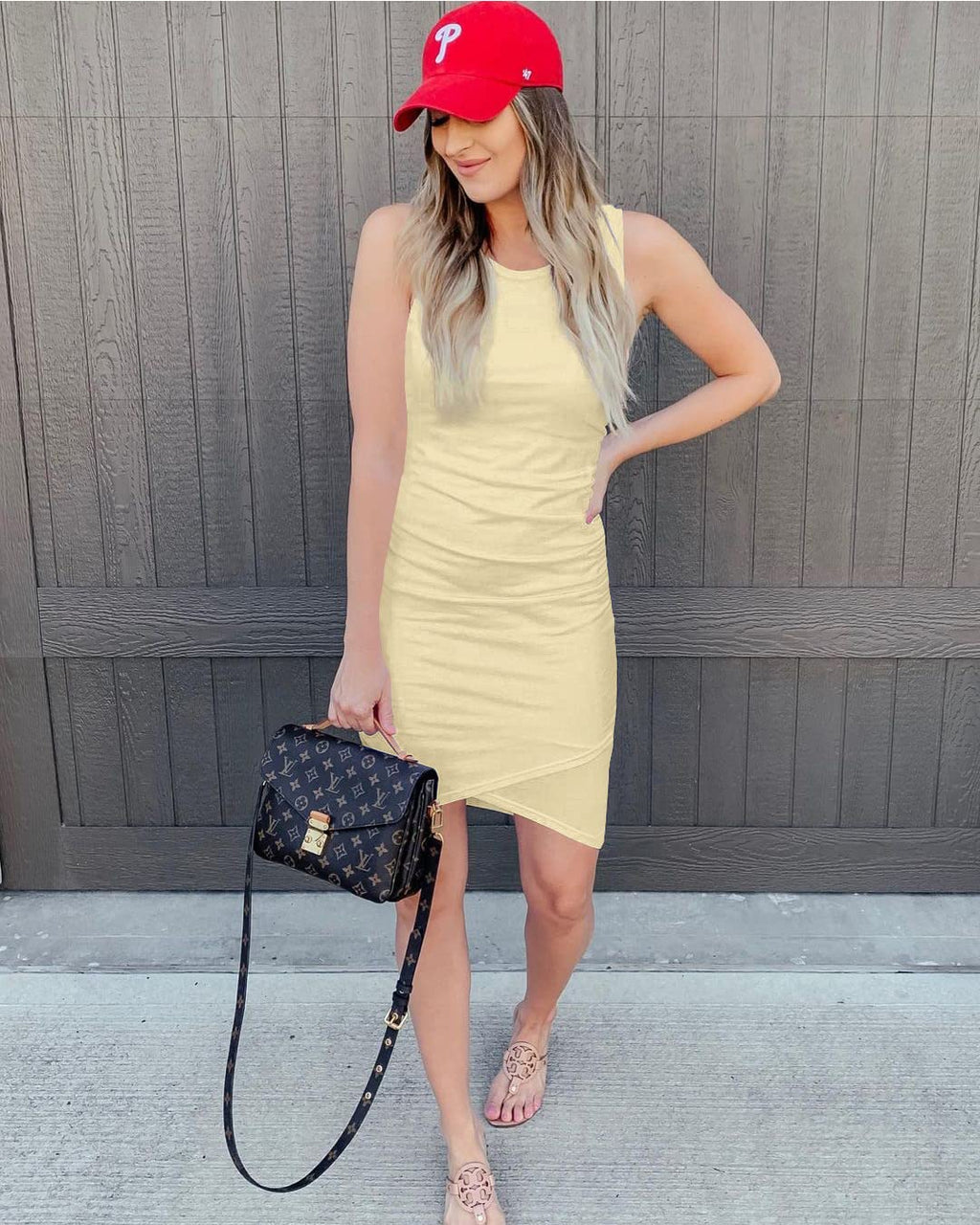 FreshPretty Women Summer Dresses Sleeveless Tank Ruched Bodycon Sundresses for Women Party Beach Mini Casual Spring Dress