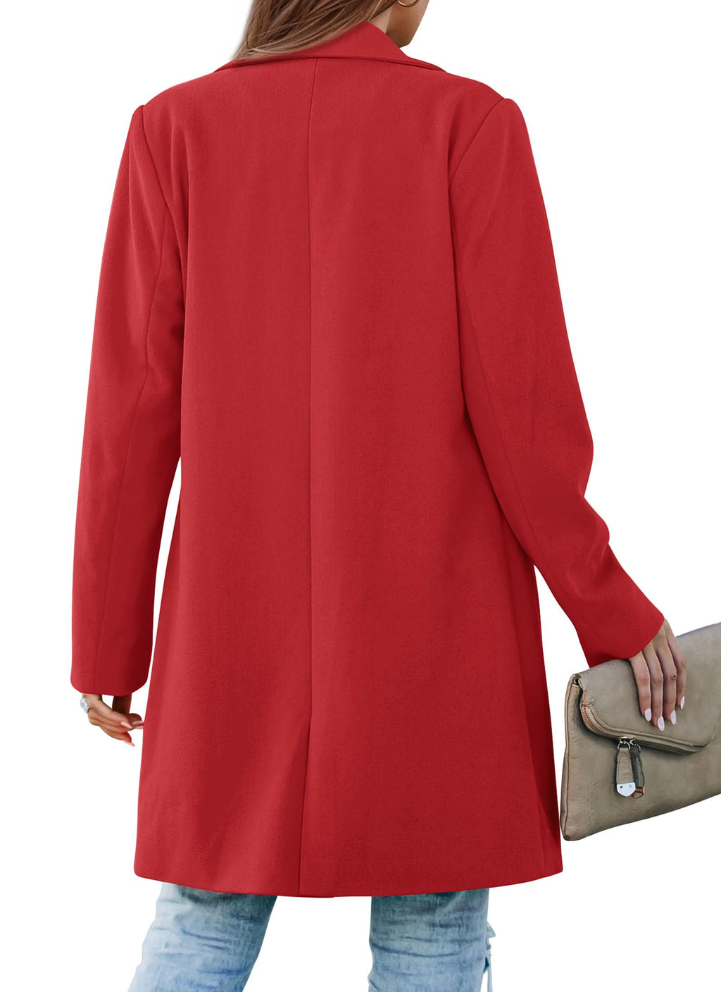 PRETTYGARDEN Women's Spring Fall Long Blazer Jackets Long Sleeve Lapel Pockets Loose Fit Work Casual Blazers Outerwear