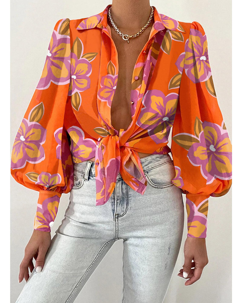 BTFBM Women Fashion Button Down Shirts V Neck Boho Printed Long Sleeve Blouses Dressy Casual Spring Fall Tops