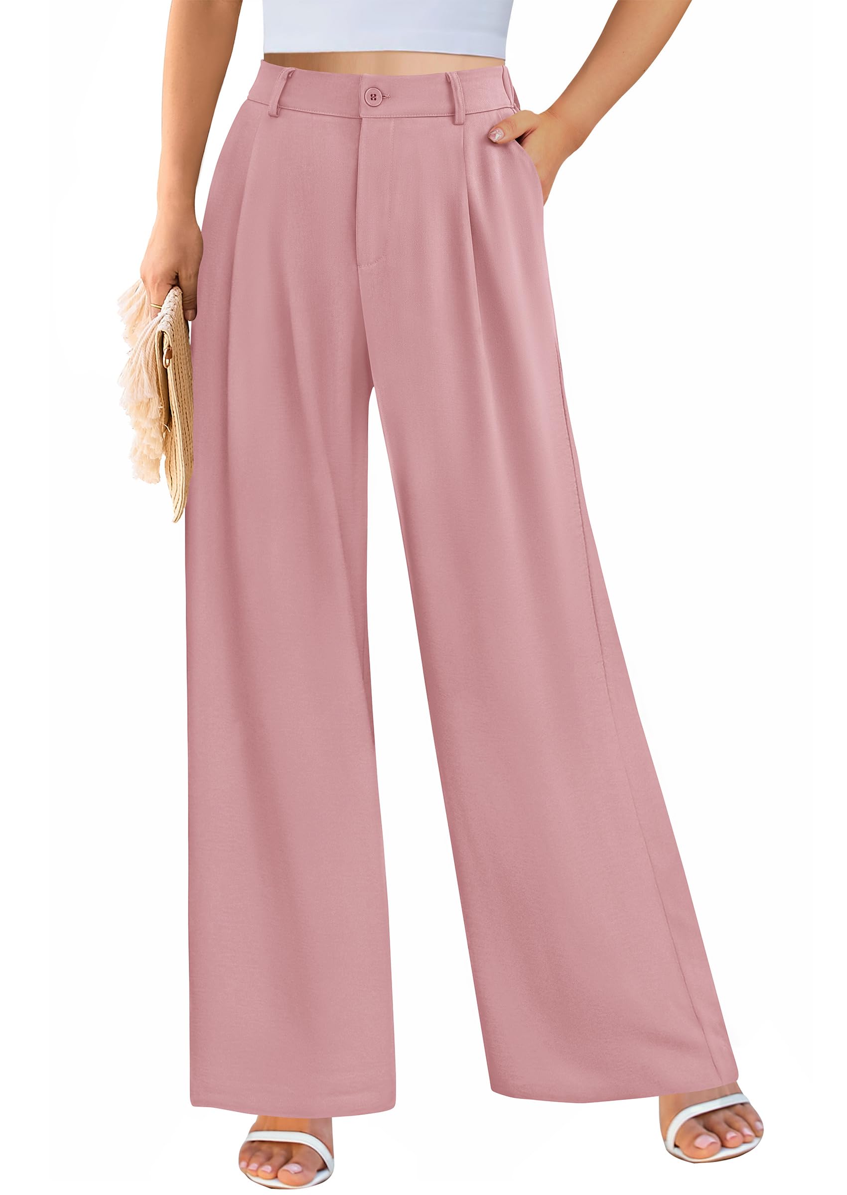 PRETTYGARDEN Wide Leg Pants for Women Trendy Fall High Waisted Business Casual Outfits Work Pant Trousers