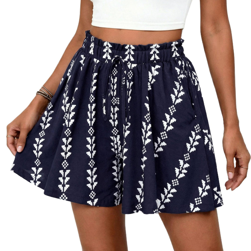 PRETTYGARDEN Women's Flowy Shorts Summer Fashion Beach Vacation Clothes Casual High Waist Wide Leg Ruffle Shorts