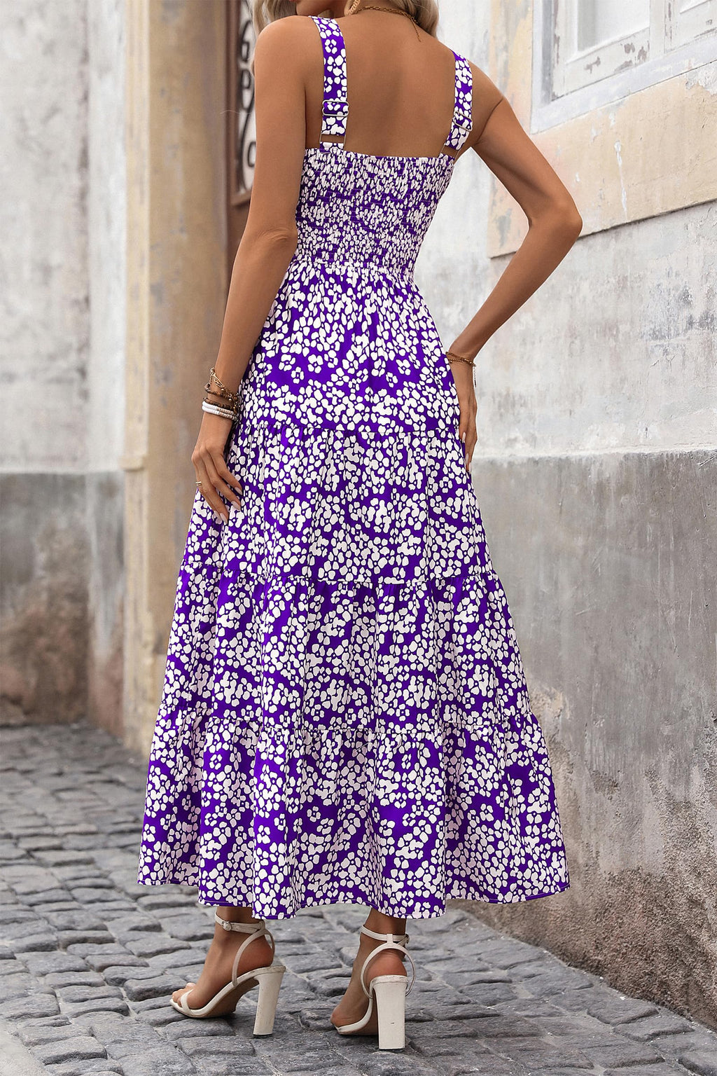 PRETTYGARDEN Women's Summer Floral Maxi Dress Sleeveless Smocked Ruffle Long Flowy Beach Vacation Boho Sundresses