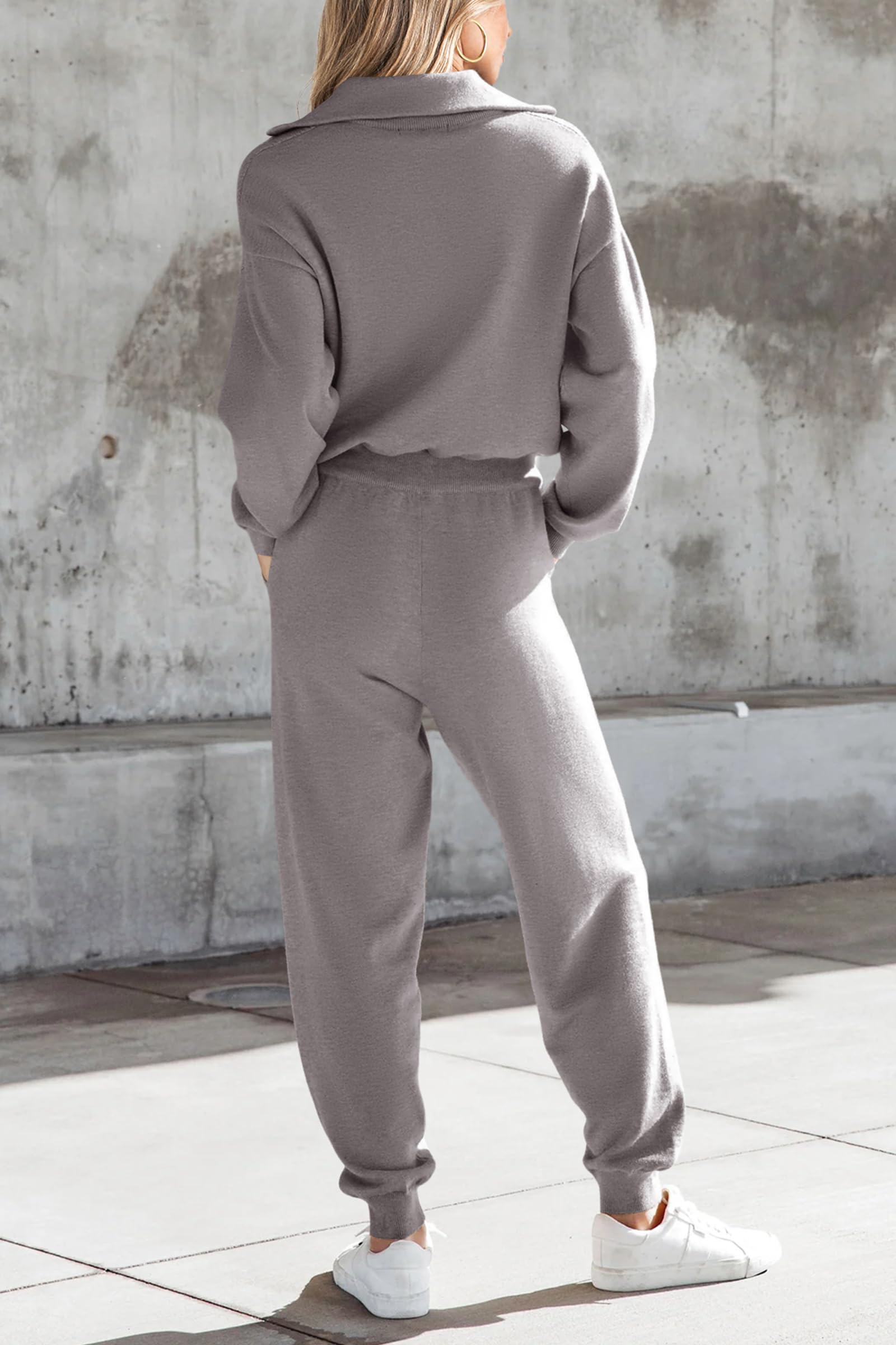 PRETTYGARDEN Women's 2 Piece Sweater Set Pullover Zip Up Sweatshirt Jogger Sweatpants Tracksuit Casual Outfit