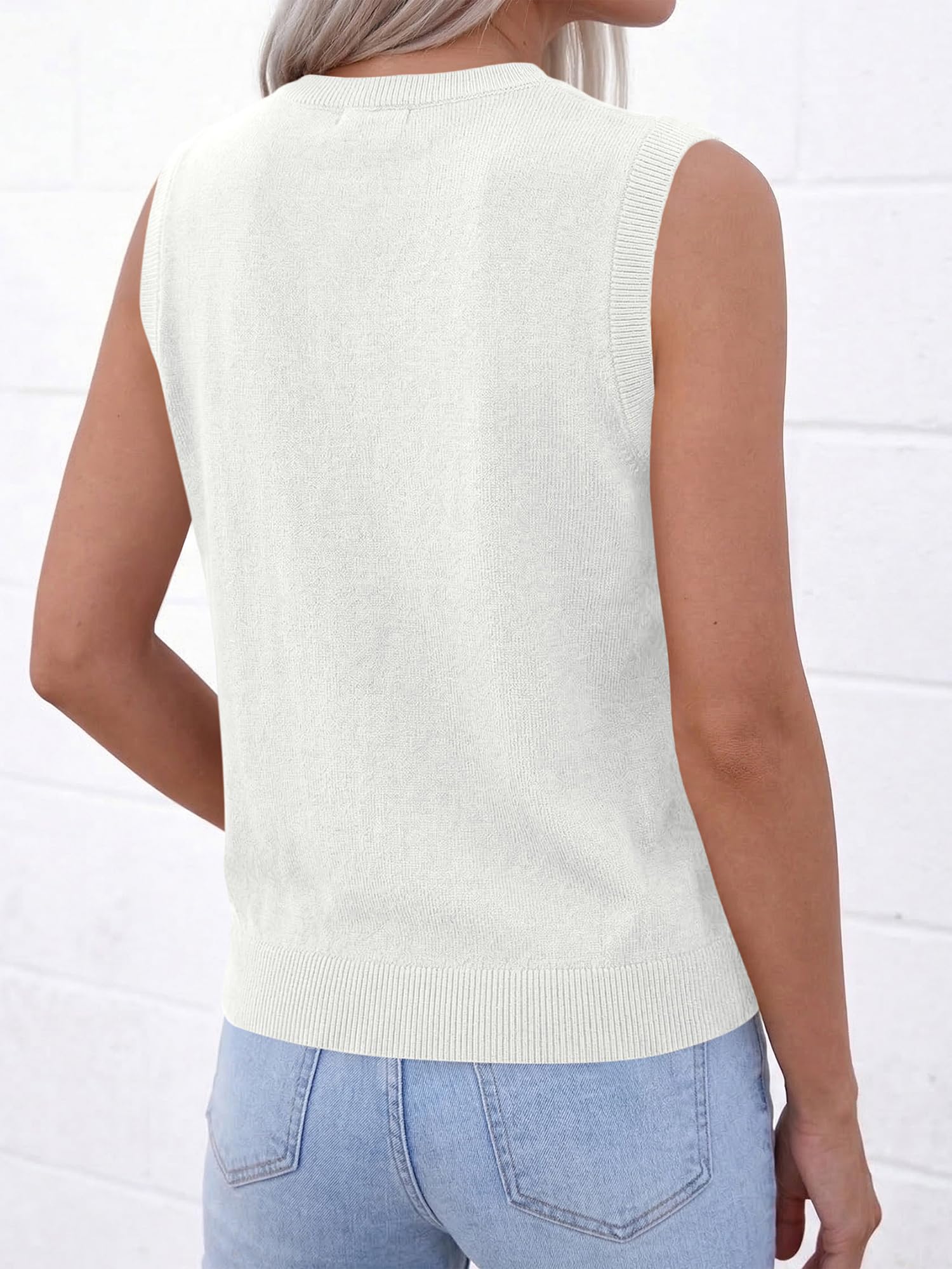 BTFBM Sweater Vest Women Casual Crewneck Loose Button Down Knit Sleeveless Cardigan Spring Clothes Summer Vest Tops