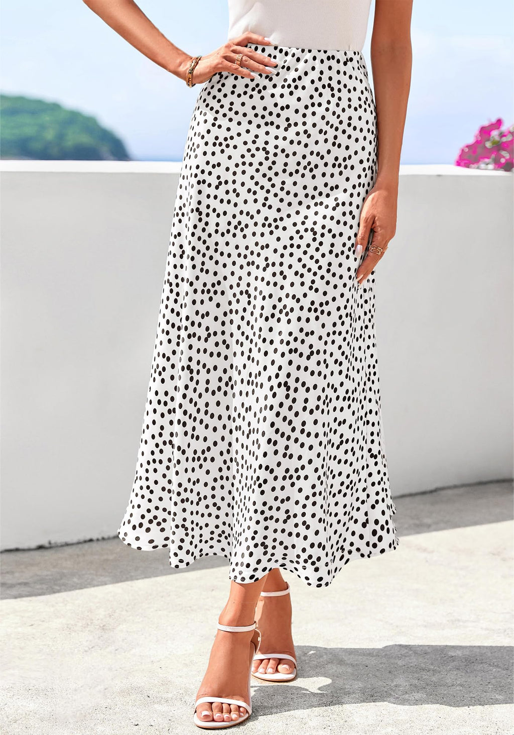 FreshPretty Satin Skirts for Women Trendy Spring Summer High Waisted Leopard Print Cocktail Wedding Long Silk Midi Skirt