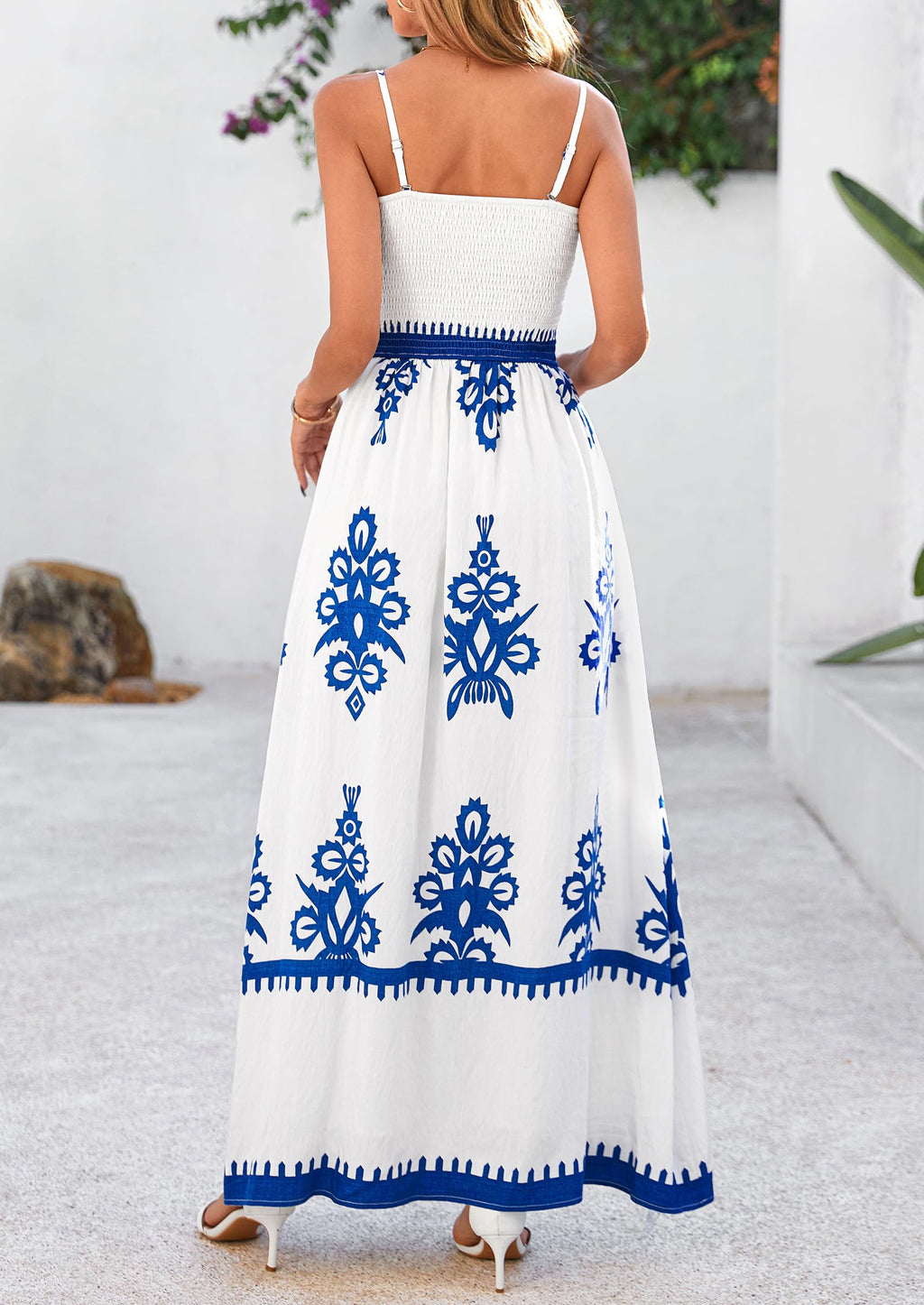 PRETTYGARDEN Summer Dress for Women Floral Sundress Spaghetti Strap Flowy Beach Vacation Boho Maxi Dresses