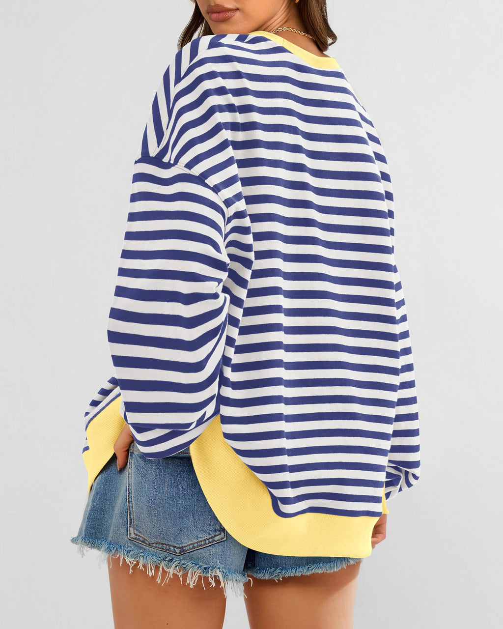 BTFBM Sweatshirt For Women Summer Crewneck Long Sleeve Oversized Striped Pullover Tops Y2K Clothes Workout Shirt