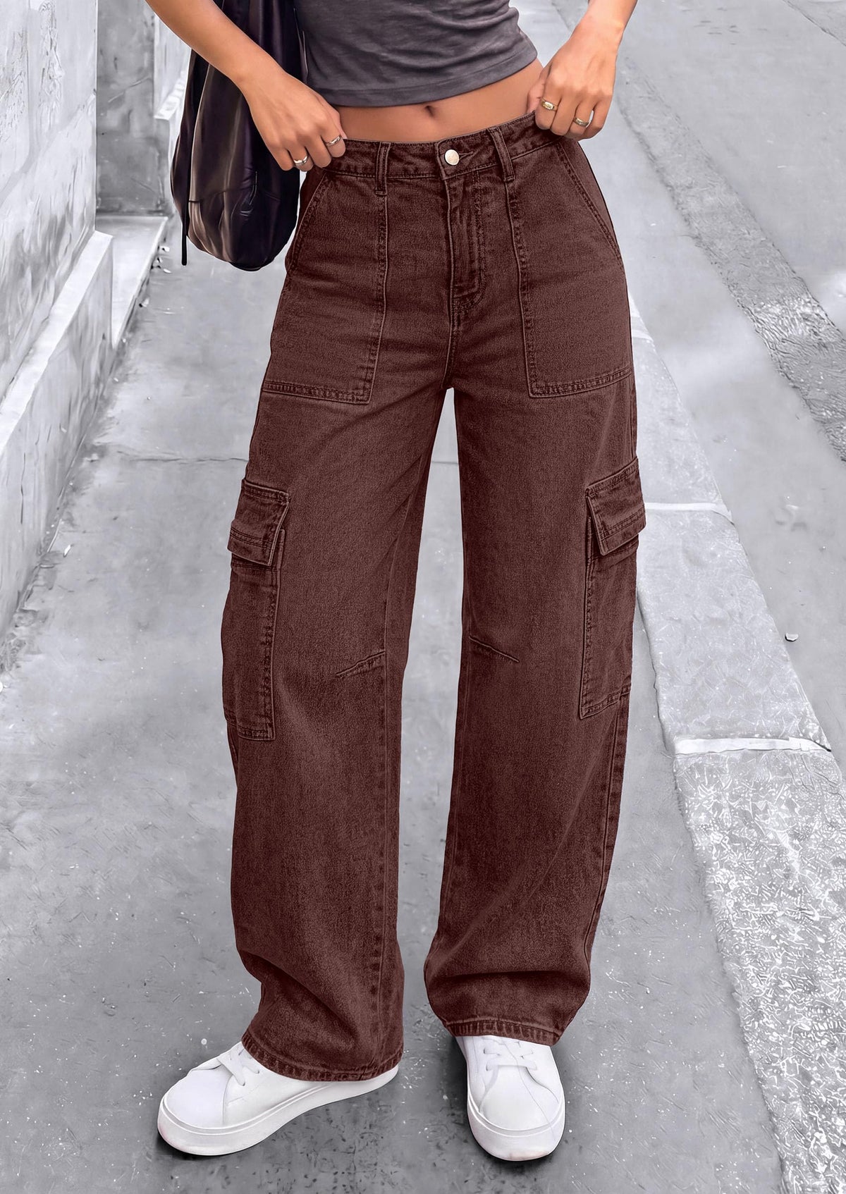 PRETTYGARDEN Barrel Pants Women Wide Leg Baggy Denim Jeans Relaxed Fit,Utility Pockets,Loose Streetwear,Boyfriend Style,Y2K Outfits,Fashion Cargo Pants,Fall Clothes