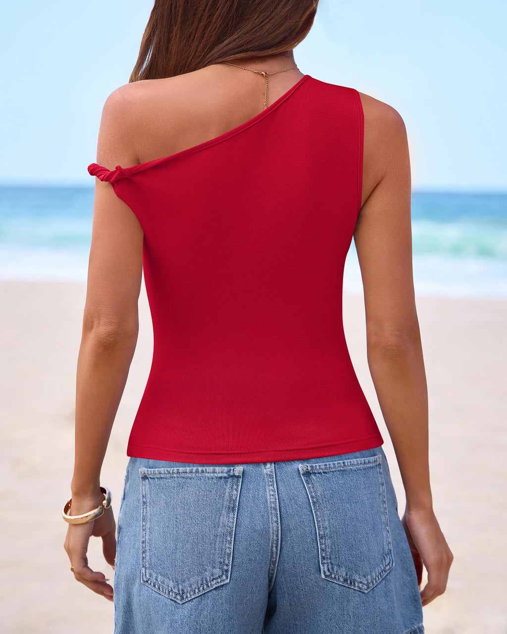 FreshPretty Off The Shoulder Tops for Women Cute Summer Casual Sleeveless Slim Fit y2k Spring Outfits Going Out Tank Top